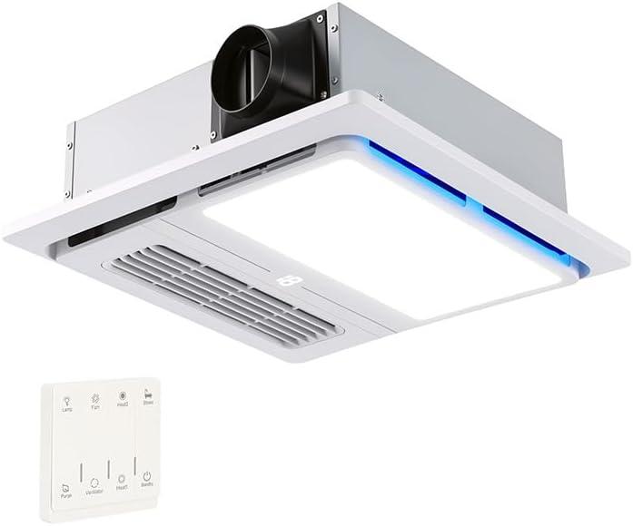 Orsong Bathroom Exhaust Fan with Heater and Light 1800W, 160 CFM, 1.0 Sone Quiet Operation, Bathroom Vent with Heater Quickly Reaches A Comfortable Temperature in Just 1 Minute, 11in