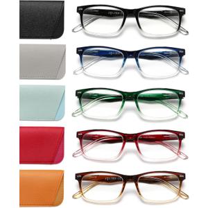 JOLISU 5 Pack Reading Glasses For Women,Spring Hinges, Sturdy and Durable 2.5x