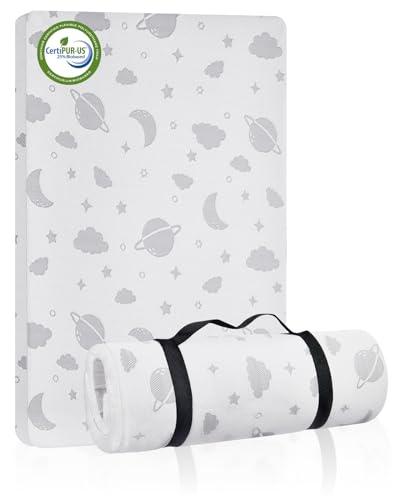 Lilian&Gema Pack and Play Mattress 38"x26"x1.5", Portable Mattress for Playpen, Pack N Play Mattress Topper, Soft Breathable and Waterproof Washable Cover for Baby Toddler