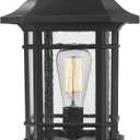 Emliviar Outdoor Post Lighting Fixture 17 inch, 1-Light Exterior Post Light in Black Finish with Seeded Glass, A2202110P1, 16.8 Inch