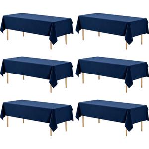 WIGENIUS 6 Pack Blue Table Cloth Rectangle 60X102 Inch Tablecloth Fit 6FT | Wrinkle Resistant Polyester Tablecloths for 6 Foot Rectangle Tables Washable Fabric Table Covers for Party, Wedding Banquet