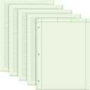 Seajan 5 Pcs Engineering Paper Notebook Engineering Computation Pad 8.5 x 11 Inches Engineer Graph Paper Notepad, 5 Squares Per Inch 3 Hole Punched Computation Pad, 100 Sheets/pack (Green)