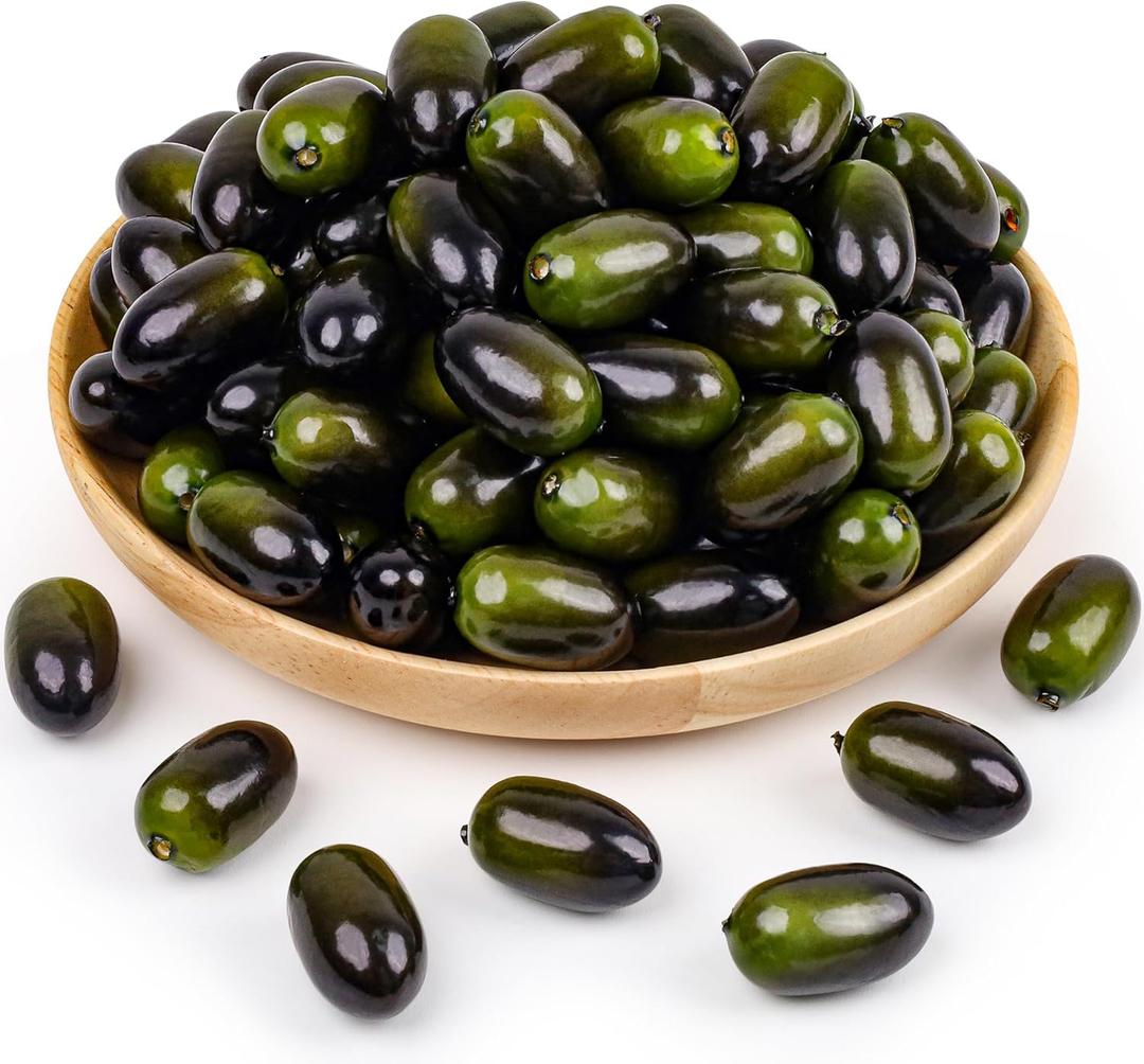 50 PCS Fake Fruits Artificial Olives Simulation Realistic Harvest Party Decor House Kitchen Vase Filler Home Fall Farmhouse Restaurant Photography Props