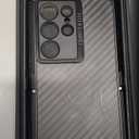 Luxury Carbon Fiber Aluminum Case for Samsung Galaxy S25 Ultra, Heavy Duty Rugged Military Protective Phone Cover with Camera Lens Protector Stand, Black