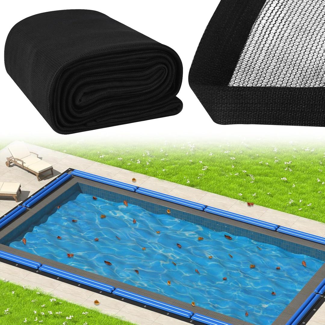 16x32 Ft Pool Leaf Net Cover Rectangular Leaf Cover for Inground Pool, Heavy Duty Pool Cover Prevent Leaves and Debris from Entering The Pool