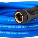 Upgraded Garden Hose 5 ft with 360 Rotating Handle, New Hybrid Water Hose 5/8 IN x 5FT, Flexible, Lightweight, Durable, Heavy Duty, All-weather, 3/4 IN GHT Solid Brass Fittings, Blue