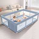 74 x 50 Inch Baby Playpen, Playpen for Babies and Toddlers, Baby Play Pen Playard for Indoor & Outdoor Active Center Game Fence, with Skin-Friendly Fabric and Soft Breathable Mesh, Grey (74 * 50 Inch)