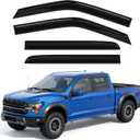 4PCS Window Rain Guards Compatible with Ford F-150 2015-2026 SuperCrew, Outside Tape-On Mount Vent Deflectors Visors Accessories (Fit for F150 Super Crew 2015-2026)