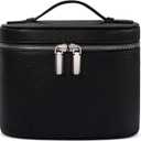 Makeup Bag, Travel Make up Case with Compartments and Handle, Portable Cosmetic Organizer Bags,Toiletry Bag for Women (M(7.6*5.5*6 in), black(7.6*5.5*6 in)