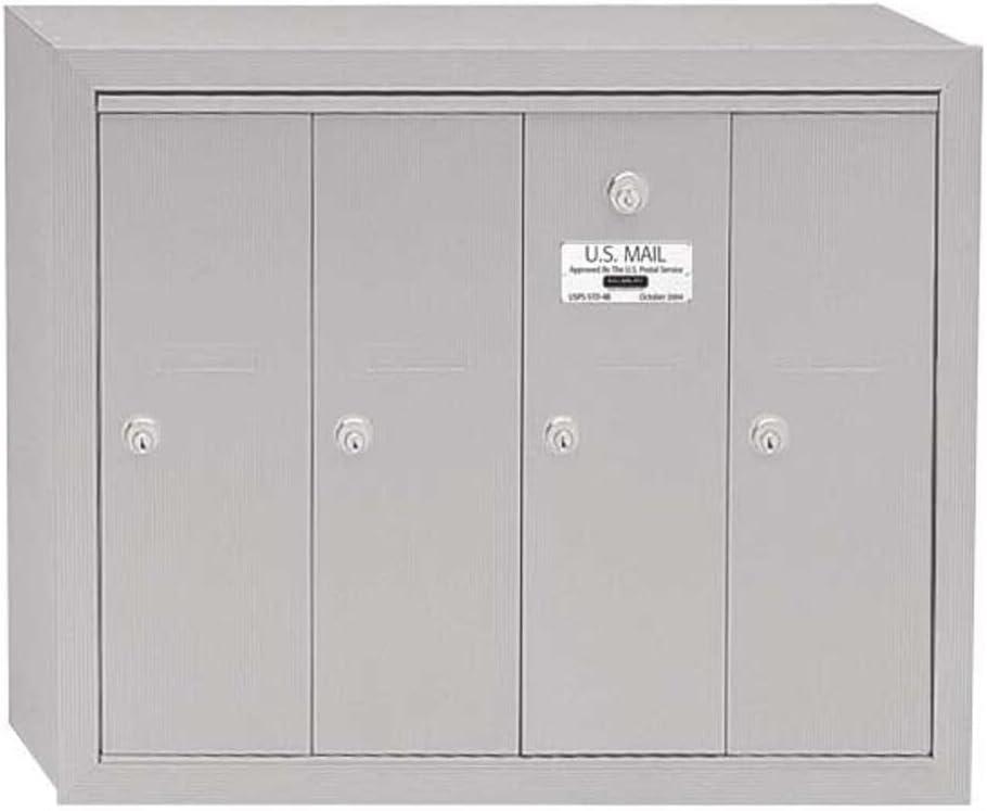 Salsbury Industries Mailbox, Aluminum, Powder Coated, 4 Doors, Surface, 3504ASU - 1 Each
