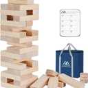 Giant Tumble Tower Game - 60 Blocks New Zealand Pine Wooden Stacking Blocks for Kids & Adults, Over 5FT Tall Indoor/Outdoor Family Games, Birthday Party Games Unique Gifts for for All Ages