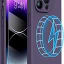 Miracase Magnetic Liquid Silicone Case Designed for iPhone 14 Pro Max, Dark Purple Magnetic Phone Case | with Screen Protector, Upgraded Enhanced Camera Protection, Shockproof, 6.7 inch