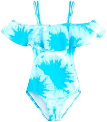 Kanu Surf Girls' Peggy UPF 50+ Beach Sport Off Shoulder One Piece Swimsuit Size 14, Beach Girl Blue