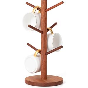 MyLifeUNIT Mug Holder Tree, Coffee Cup Holder with 6 Hooks (Reddish Brown)