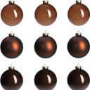 Brown Glass Christmas Ball Ornaments for Xmas Tree, 3.15 Christmas Hanging Ornaments Set of 9 Xmas Baubles for Holiday Party Decorations Gifts