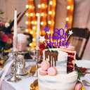 6 x Glittery 80th Happy Birthday Cake Topper with Star,Personalised 80 Birthday Cake Toppers Party Decorations Party Supplies for Men Women Purple Silver
