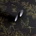 Froluya Black and Gold Wallpaper Peel and Stick Wallpaper 17.7"x590.5" Vintage Floral Boho Peel and Stick Wall Paper Dark Removable Self Adhesive Contact Paper for Bedroom Cabinets Shelf Liner Vinyl