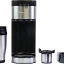 Kenmore Single Serve Coffee Maker 612 Oz Brew Sizes, Compatible with Keurig KCup Pods & Ground Coffee, One Cup Brewer, Travel Mug Friendly, Auto ShutOff, Hot & Iced Coffe Machine, Black