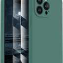  Designed for iPhone 15 Pro Case, Silicone Upgraded [Camera Protection] Phone Case with [2 Screen Protectors], Soft Anti-Scratch Microfiber Lining Inside, 6.1 inch, Midnight Green