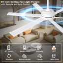 Ohniyou 60" White Industrial Ceiling Fan with Light for Patio, Living Room