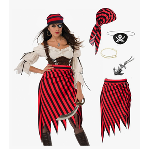 Women's Pirate Dress Up - Adult Cosplay Outfit with Accessories for Halloween Party, Medium