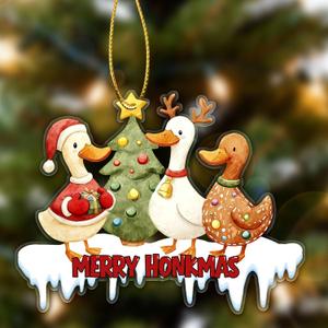 5 x Duck Ornaments for Christmas Tree, Funny Ducks Christmas Ornaments, Farm Animal Ornament for Xmas Trees Home Party, Duck Lovers Gifts, Acrylic Ornament