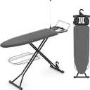 Ironing Board, Compact Iron Board Full Size with Extra Thick Cover, 7 Adjustable Heights Stand with Hanger and Iron Rest, Large Heavy Duty Ironing Board with Storage Tray, 13x43 Black
