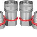 3/8" Ag ISO 5675 Hydraulic Quick Connect Couplers with Dust Caps,Pioneer Style Hydraulic Coupler,3/8" NPT Thread + 3/8" ISO 5675 Body