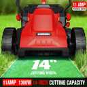 EWORK Corded Electric Lawn Mower 14-Inch, 11Amp Electric Push Mower with 30L Collection Bag, 4-Height Adjustment, Lightweight Lawnmower for Garden, Yard
