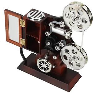 GTGX HK Music Box,Vintage Movie Film Projector Model Wood Metal Antique Musical Box Jewelry Box Gift For Home Decoration