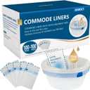 Commode Liners with Absorbent Pads | 100Bags+100Pads for Bedside Toilet Chair Bucket | Universal Fit | Bedside Commode Liners and Pads(100Bags + 100Pads)