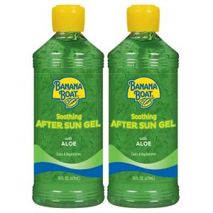 Banana Boat Soothing After Sun Gel with Aloe Twin Pack | Aloe Vera Gel, Sunburn Relief, After Sun Care, 16 fl oz each - Pack of 2