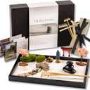 Zen Garden Kit 11x8in. Beautiful Japanese Decor Mini Rock Feature Gift Set for Home, Office Desk. Zen Sand Garden, 6 Tools, 15 Accessories. Sand Tray Therapy Desktop Meditation Room