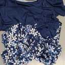 HOTOUCH Women's Summer Short Sleeve A-Line Midi Dresses Casual Floral T-Shirt Dress Flowy Beach Sundress with Pockets XL Navy Blue Floral