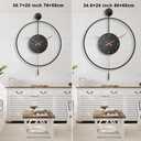 Pytha Sight 30.7×20 Inch Large Modern Arabic Numeral Pendulum Wall Clock | Large Black Metal Minimalist Decorative Oversized Wall Clock with Walnut Pointers for Living Room, Fireplace, Dining Room Decor 