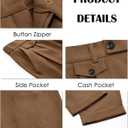 Runcati Mens Slim Fit Dress Pants Pleated Front Skinny Stretch Business Suit Trousers Classic Tapered Work Slacks (38, Brown)