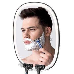 COSMIRROR Shower Mirror Fogless for Shaving with Razor Holders, No-Drilling, 3-Color Dimmable Lights – Larger Anti-Fog Shower Mirror with Light Shatterproof & Waterproof for Men and Women