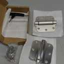 KOLET Self Closing Door Hinges, 3.5 x 3.5 Inches Door Hinges with Auto Close, 5/8" Radius Corners Spring Hinges, Heavy Duty Stainless Steel, No Pin Installation, Brushed Nickel, 3 Pack