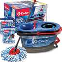 O-Cedar RinseClean Spin Mop & Bucket System + 2 Extra Mop Heads| Clean with Water | Removes 99% of Bacteria Plastic