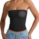 PINKMSTYLE Padded Tube Top with Bulit in Bra Strapless Bandeau Tops Double Lined Cute Going Out Tank Tops for Womens (Black, S)