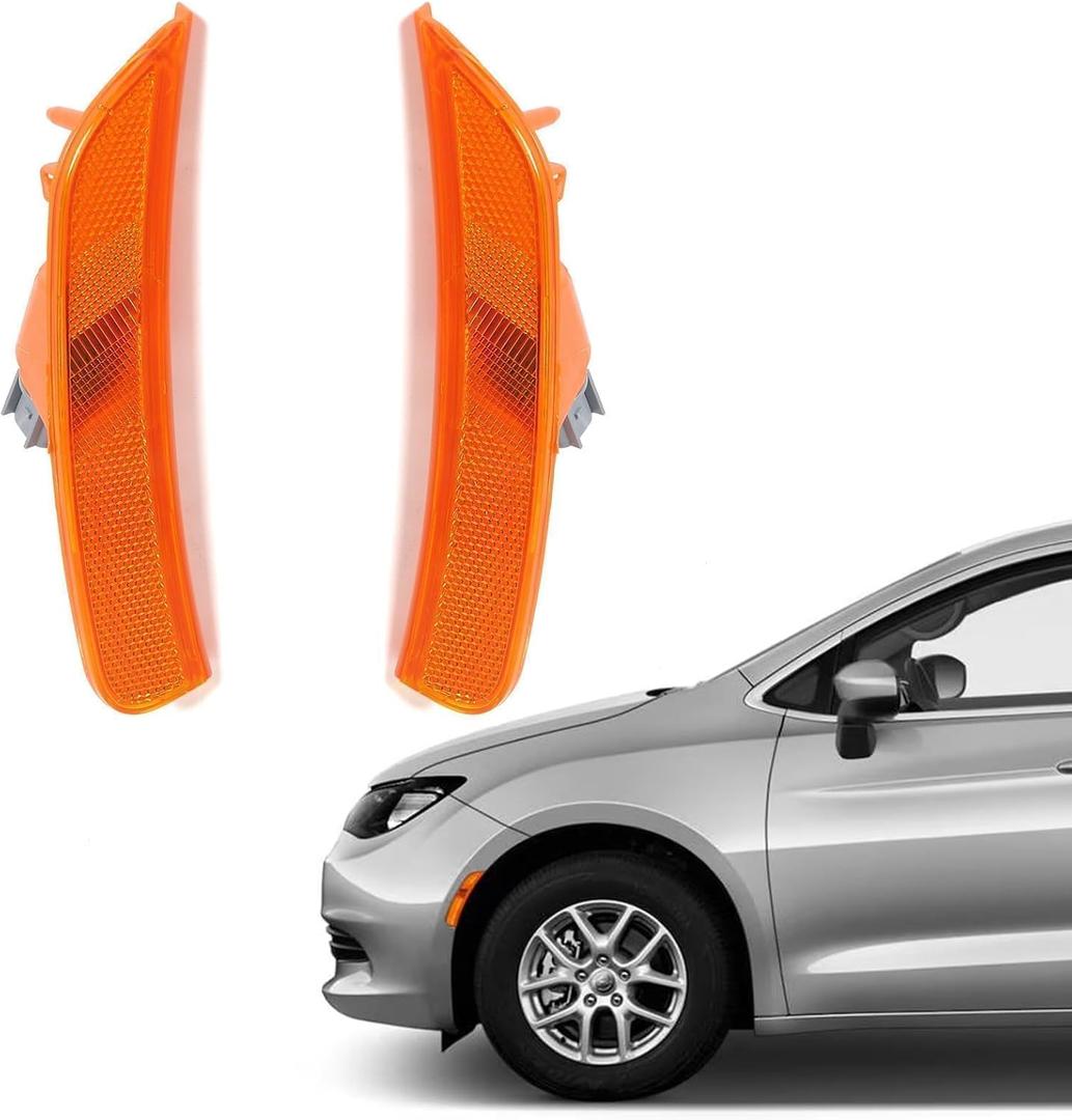 JOLONG Front Pair Side Marker Bumper Reflector Lights For Chrysler Pacifica 2017-2023 Signal light compatible with 68229423AA 68229422AA CH2550135 CH2551135