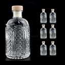 Clear Glass Bottles 6 oz - 200ml [Pack of 6] Heavy Base Glass Bottles with T-Top Cap for Wine Beverages Drinks Oil Vinegar Kombucha Beer Water Soda with Cork Stopper Airtight Lid (Archway)