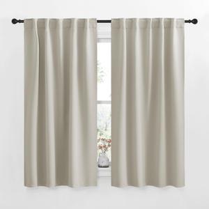 NICETOWN RV Curtains for Camper Windows - (Natural Color) 34x54 Inch, 2 Panels Set, Thermal Insulated Room Darkening Blackout Drapes/Draperies with Rod Pocket & Back Tab for Half Window