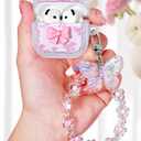 Boaretiu for Airpods 4 Case 2024 - Cute Kawaii for Women Girls with Keychain for AirPods 4th Generation Case Small Pink Bow Design Girlish Girly Stylish Shell Aesthetic Pretty for Air pods 4 Cover