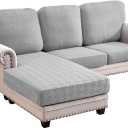 Deep Dream Sectional Couch Covers 6 Pieces, Stretch Couch Cushion Covers, L Shaped Washable Sofa Covers for Left/Right Sectional Sofa (3 Backrest Cover + 2 Seater + 1 Chaise, Light Grey)