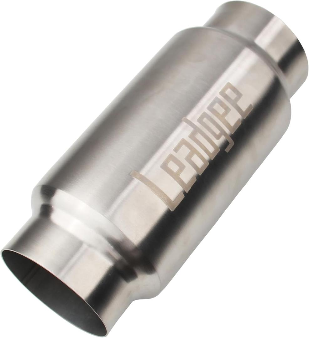 Leadgee 3" Inlet & Outlet Exhaust Resonator, 9" Overall Length Center Straight Through Stainless Steel Muffler,Polished