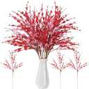 Riceshoot 12 Pcs 24 Inch Valentine's Day Artificial Forsythia Flower Branches Spring Flowers Artificial Branches for Vase Silk Forsythia Branches for Indoor Outdoor Wedding Home Office, Red and Pink