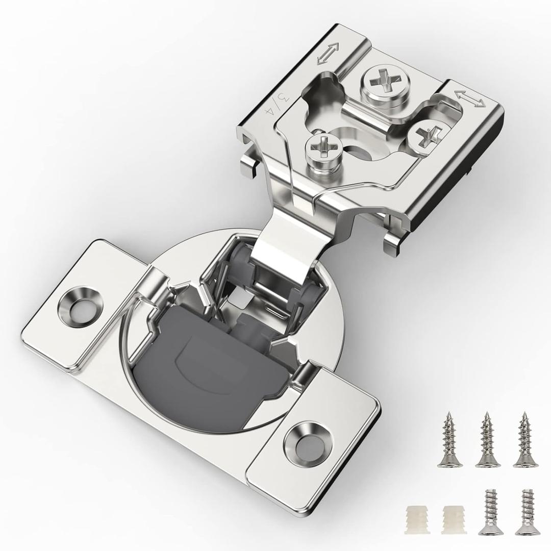 FURNIWARE 50 Pieces Soft Closing Cabinet Hinges, 3/4 inch Overlay Cabinet Hardware Hinges Nickel Plated- 105 Degree (3/4", 50 Pack)