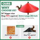 24-inch Large Squirrel Proof Bird Feeders for Outside Hanging, Outdoor Squirrel Baffles for Bird Feeders Pole, Red Color