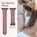 6 Pack Silicone Bands Compatible with Apple Watch Band 38mm 40mm 41mm 42mm 44mm 45mm 49mm Women, Slim Lace+ Flower Engraved Sport Strap Soft Replacement Wristbands for iWatch Series 8/7/SE/6/5/4/3/2/1